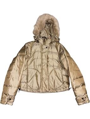L Vintage Mixit Penny Lane Real Fox Fur Hood Down Puffer Jacket Y2k 90s Hip Hop